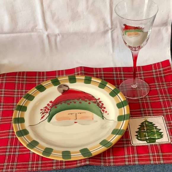 2 Elegant Holiday Vietri Old St Nick Handcrafted Retired Long Stem Wine NWT - Picture 6 of 11